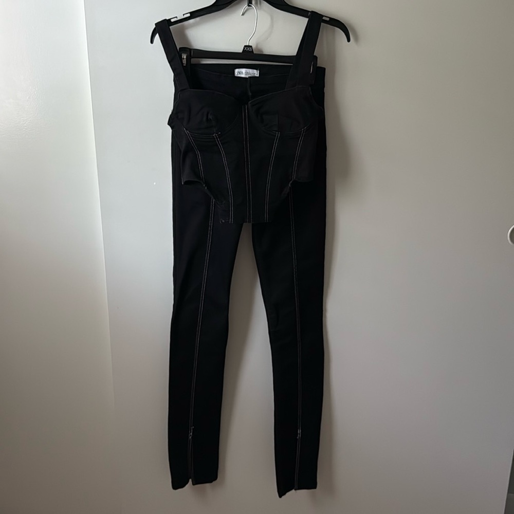 ZARA black corset and skinny jeans 2 piece